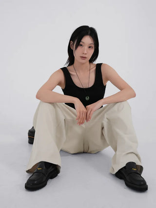 Birelin Pintuck Balloon Fit Wide Cotton Pants