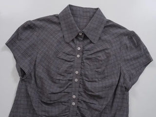 Flynn Front Shirred Short Sleeve Check Shirt