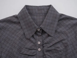 Flynn Front Shirred Short Sleeve Check Shirt