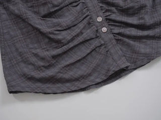 Flynn Front Shirred Short Sleeve Check Shirt
