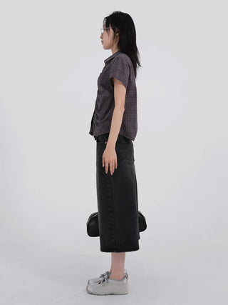 Flynn Front Shirred Short Sleeve Check Shirt