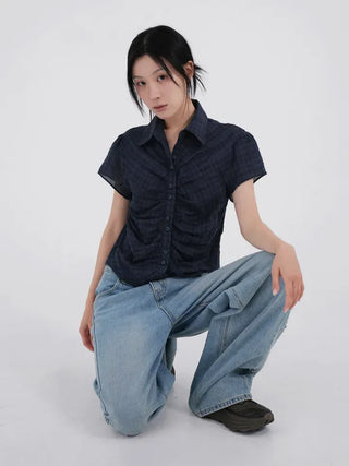 wide denim jeans with side studs