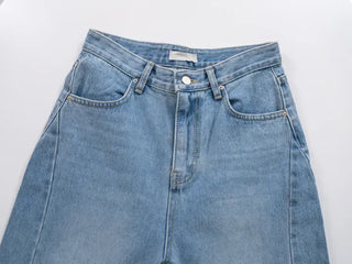 wide denim jeans with side studs
