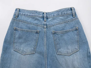 wide denim jeans with side studs