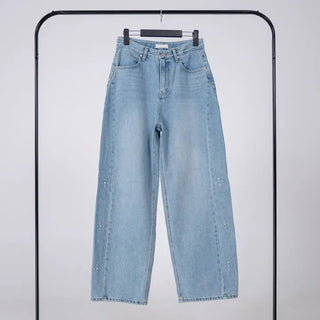wide denim jeans with side studs