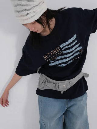 Difron Oversized Unique American Flag Short Sleeve T-shirt