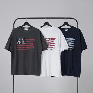 Difron Oversized Unique American Flag Short Sleeve T-shirt