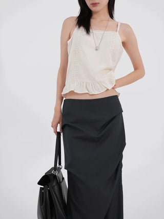Lue Slit Pleated Long Skirt