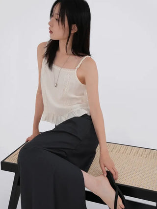 Lue Slit Pleated Long Skirt