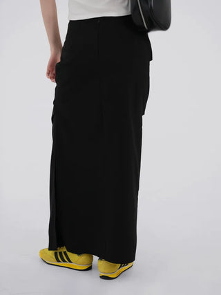 Lue Slit Pleated Long Skirt