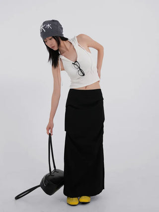 Lue Slit Pleated Long Skirt