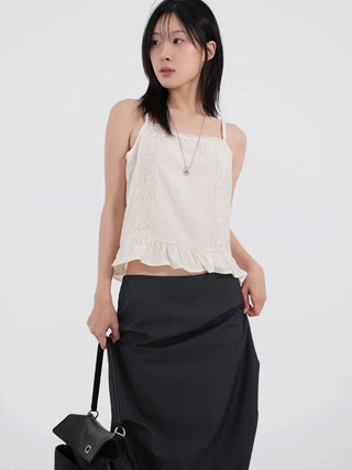 Lue Slit Pleated Long Skirt