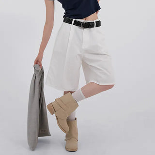 Winnie Pintuck Cotton Bermuda Shorts