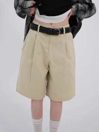 Winnie Pintuck Cotton Bermuda Shorts