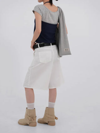 Winnie Pintuck Cotton Bermuda Shorts
