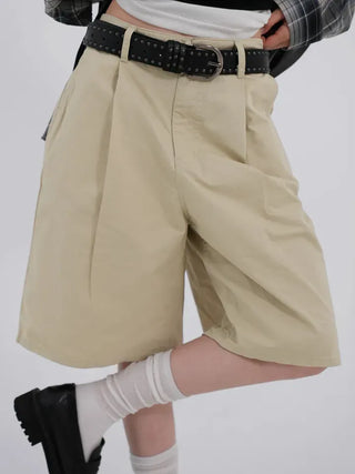 Winnie Pintuck Cotton Bermuda Shorts