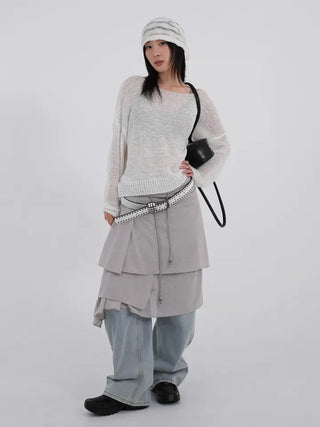 Solana Semi-low Back Pocket Denim Cotton Pants