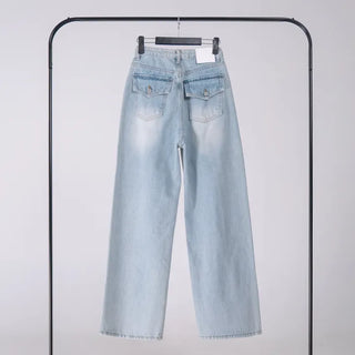 Solana Semi-low Back Pocket Denim Cotton Pants