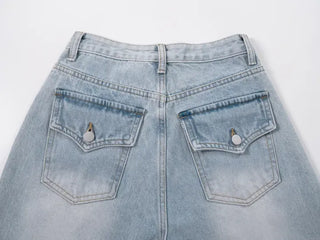 Solana Semi-low Back Pocket Denim Cotton Pants