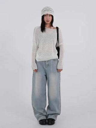 Solana Semi-low Back Pocket Denim Cotton Pants