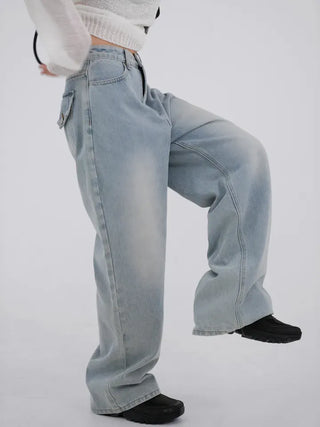 Solana Semi-low Back Pocket Denim Cotton Pants
