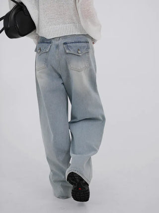 Solana Semi-low Back Pocket Denim Cotton Pants