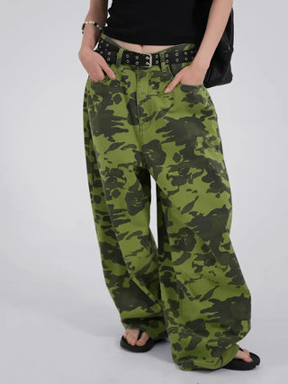 Delian Green Camo Wide Pants