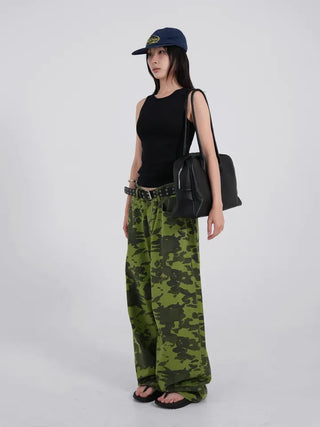 Delian Green Camo Wide Pants