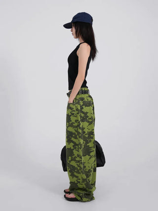 Delian Green Camo Wide Pants