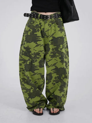 Delian Green Camo Wide Pants