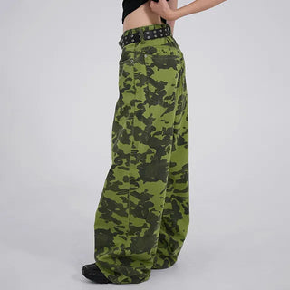 Delian Green Camo Wide Pants