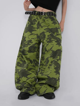 Delian Green Camo Wide Pants