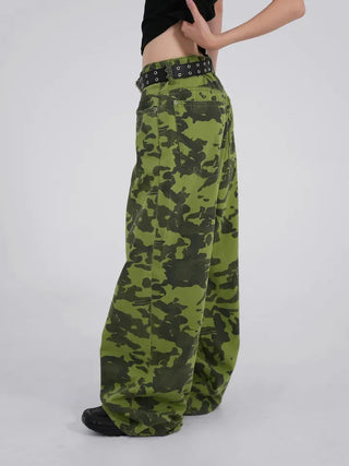 Delian Green Camo Wide Pants