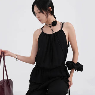 Lucien Romantic Shirred Sleeveless Blouse