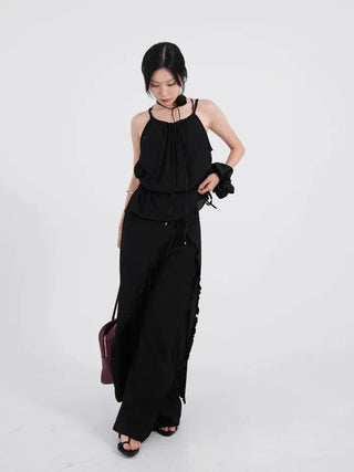 Lucien Romantic Shirred Sleeveless Blouse