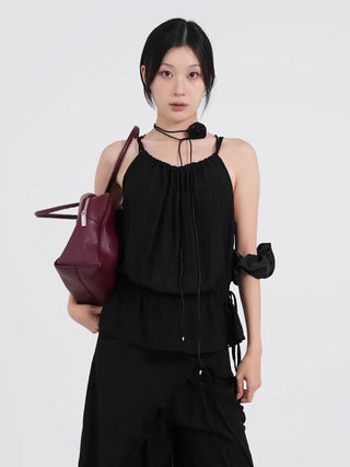 Lucien Romantic Shirred Sleeveless Blouse