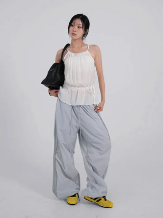 Lucien Romantic Shirred Sleeveless Blouse
