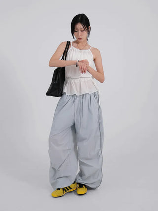 Lucien Romantic Shirred Sleeveless Blouse
