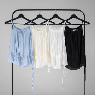 Lucien Romantic Shirred Sleeveless Blouse