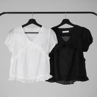 Kimi See-through Flutter Frill Blouse