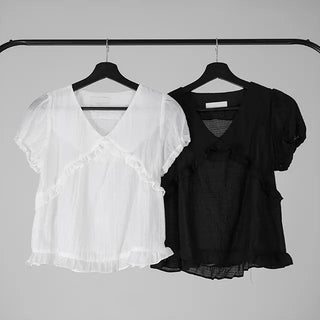 Kimi See-through Flutter Frill Blouse