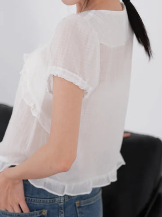 Kimi See-through Flutter Frill Blouse