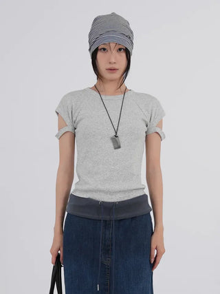 Rubo Sleeve Cut-off Basic Short Sleeve