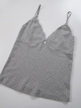 Mio Deep V Dot Flower Sleeveless Top