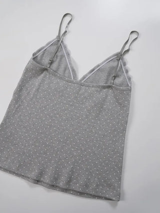 Mio Deep V Dot Flower Sleeveless Top