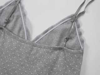 Mio Deep V Dot Flower Sleeveless Top