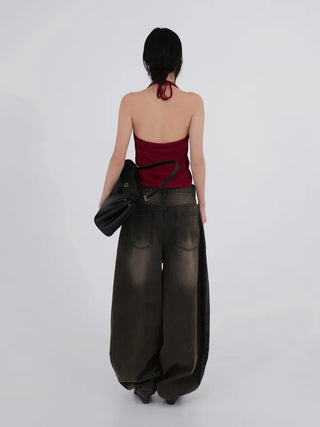 Kubin Basic Linen Halter Sleeveless Cardigan