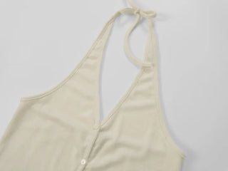 Kubin Basic Linen Halter Sleeveless Cardigan