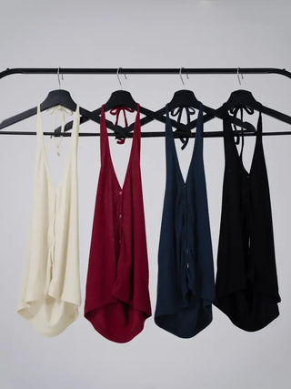 Kubin Basic Linen Halter Sleeveless Cardigan