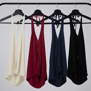 Kubin Basic Linen Halter Sleeveless Cardigan